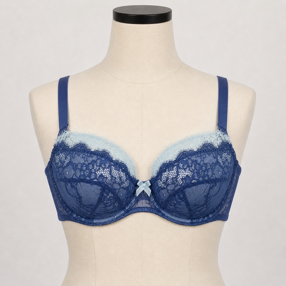 Adore Me Navy Blue Two Tone Lace Underwire Bra 40C BR-07824-BAL